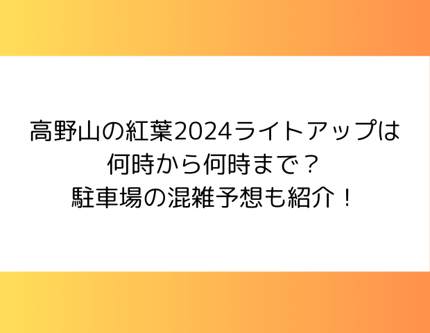 高野山の紅葉2024ライトアップは何時から何時まで？駐車場の混雑予想も紹介！